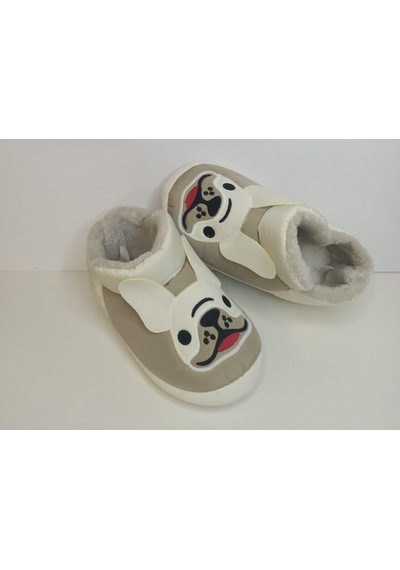 Huzurlu Adımlar Kulaklı Köpek Peluş Panduf Vizon Beyaz