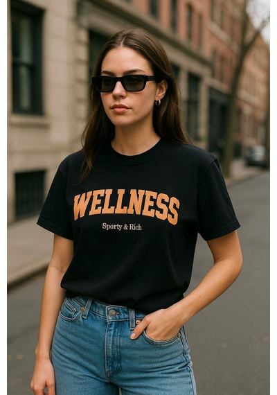 Kadın Basic T-shirt Oversize Crop Rahat Kalıp Baskılı Tişört %100 Pamuk Kısa Kollu Tişört SIYAH