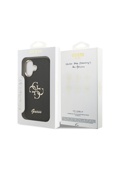 Apple Uyumlu iPhone 17 Kılıf Guess Lisanslı 4g Büyük Metal Kamera Çerçeveli Ve Logolu Glitter Kapak Siyah