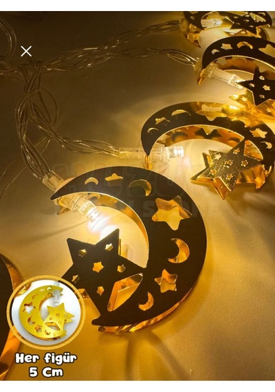 10 Ledli 2 Metre 5.5 Cm Figürlü Ramazan Süsü Led Altın