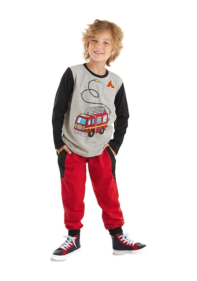 Denokids İtfaiye Erkek Çocuk Gri T-shirt Kırmızı Pantolon Takım Kırmızı - Gri Denokids İtfaiye Erkek Çocuk Gri T-shirt Kırmızı Pantolon Takım Kırmızı - Gri