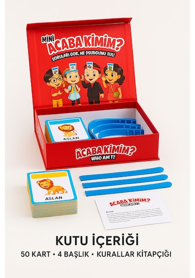 Mini Acaba Kimim Aile Oyunu Türkçe İngilizce Zeka Ve İfade Geliştiren Kartlı Eğlence Seti