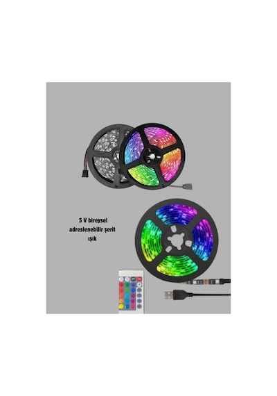 8753tknd Smart Şerit Led Işık Uzaktan Kumandalı, Usb Girişli, Müzik Modlu 893hmng Çok Renkli Çok Renkli