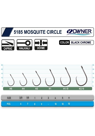 Owner 5185 Mosquito Circle Black Chrome Sinek İğne No:2/0