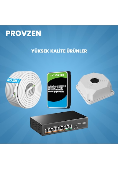 Provzen Hikvision 12 Li İp 4mp Güvenlik Kamerası Seti Colorvu Mikrofonlu Olay Anında Bildirim
