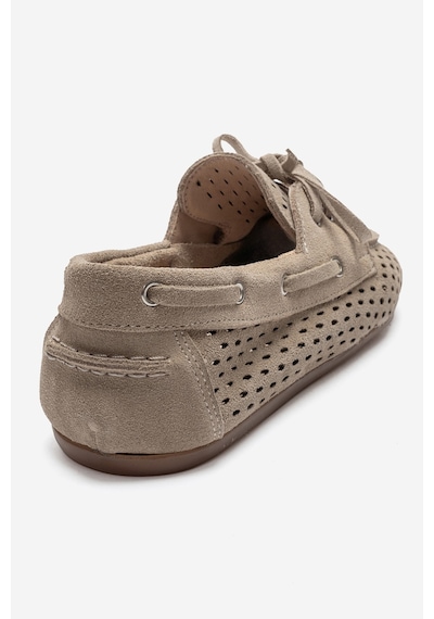 Luvi Shoes Stevo Kum Süet Hakiki Deri Delikli Bağcıklı Kadın Loafer Ayakkabı
