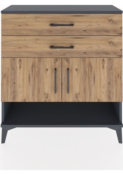 Arges Şifonyer 2 Raflı Tek Çekmeceli 2 Kapaklı 88x30x96 Antrasit-çam Antrasit