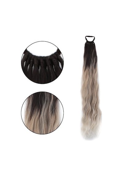 Lastik Tokalı At Kuyruğu Su Dalgalı / Kahverengi / Kumral Ombre Beyaz Platin Röfle - Elm-01-718179 Çok Renkli