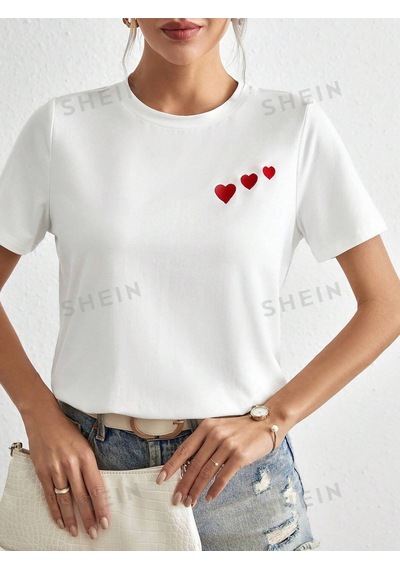 Flood Of Style Kadın Beyaz Kalpler Baskılı Oversize