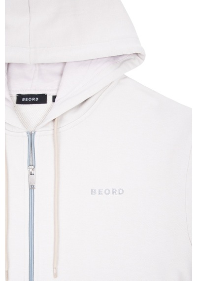 Beord Taş Pamuk Kapüşonlu Fermuarlı Sweatshirt Bzt1-135