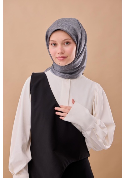Silk Home Shiny Eşarp 75012-10 Füme, Gümüş