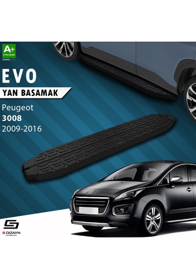 S-dizayn Peugeot 3008 Evo Siyah Yan Basamak 183 Cm 2009-2016