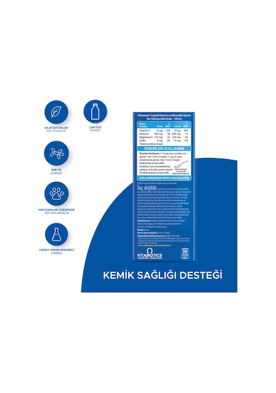 Vitabiotics Osteocare Kalsiyum, Magnezyum, Çınko, D Vitamini Içeren Kemik Saglıgı Vitamini 150 Ml