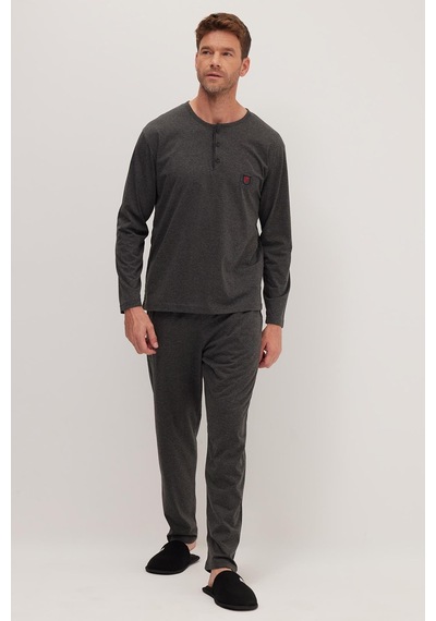 Tudors Erkek Standart Fit %100 Pamuk Bisiklet Yaka Beli Lastikli Antrasit Pijama Takımı-37950 Antrasit Tudors Erkek Standart Fit %100 Pamuk Bisiklet Yaka Beli Lastikli Antrasit Pijama Takımı-37950 Antrasit