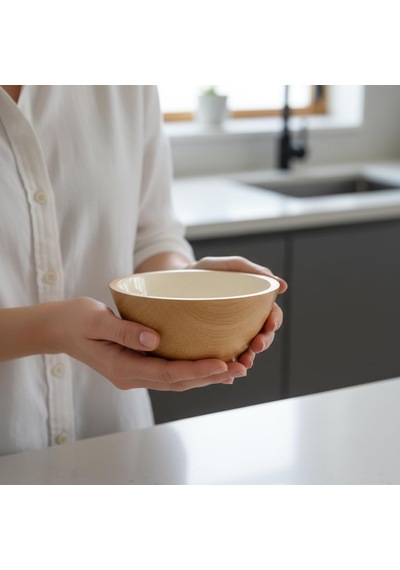 Deconox Mango Ağacı Kase - 15 Cm Krem Renkli Dekoratif Ahşap Sunum Kasesi - Doğal Çerezlik, Sosluk Ve Kahvaltılık