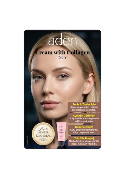 Aden Bb Cream With Collagen - Kolajenli Bb Krem 01 Ivory Fildişi Çok Renkli
