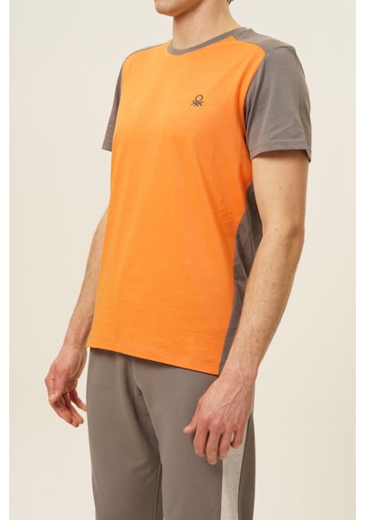 Benetton Bnt-m20452-23y Erkek T-shirt BNT-M20452-R1840 Turuncu
