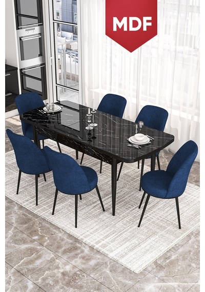 Canisa Concept Kor Serisi MDF 70x114 Açılabilir Mutfak Masası Takımı Siyah Mermer Desen Masa 6 Lacivert Sandalye Masa Siyah Mermer Sandalyeler Lacivert Canisa Concept Kor Serisi MDF 70x114 Açılabilir Mutfak Masası Takımı Siyah Mermer Desen Masa 6 Lacivert Sandalye Masa Siyah Mermer Sandalyeler Lacivert
