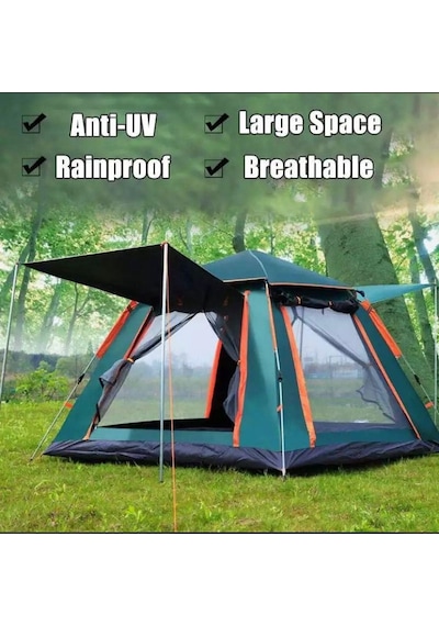 Free Camp Otomatik Kurulum Tenteli 4- 5 Kişilik Çadır Koyu Yeşil