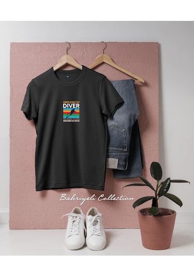 Oversize Always Be Nice To A Diver Tasarımlı Unisex T-shirt Siyah