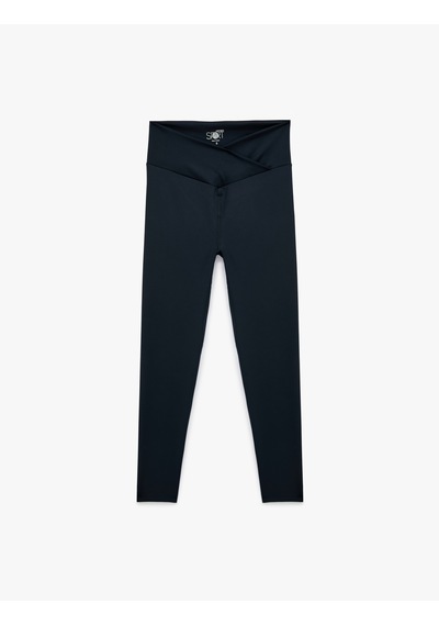 Koton Yüksek Bel İnterlok Slim Fit Spor Tayt Lacivert 7wak40139nk