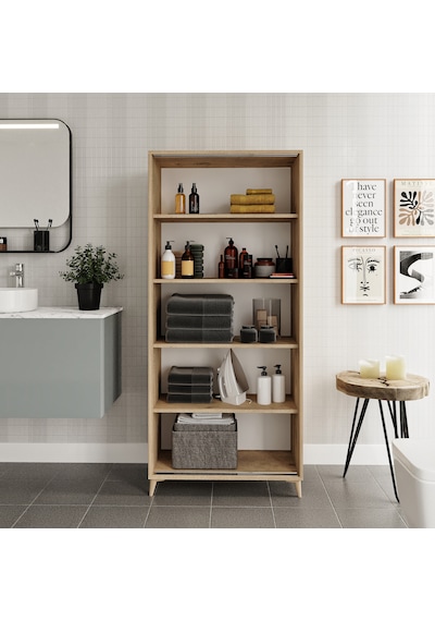 Sürgülü Çok Amaçlı Banyo Dolabı Meşe - Tamamı 1. Kalite Mdf