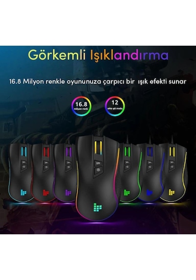 Tronsmart TG007 Makrolu 7200 DPI RGB Oyuncu Mouse