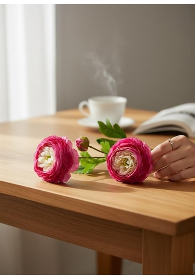 Yapay Çiçek Şakayık Çiçeği Fuşya Renk 2 Çiçek 1 Tomurcuk 50cm Fusya