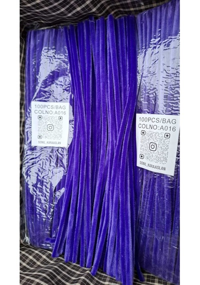Şönil 100 Lü Mor Renk Kod A016 30 Cm - Yoğun Tüylü Hobi Çubuğu Tel El İşi 100 Lü Paket