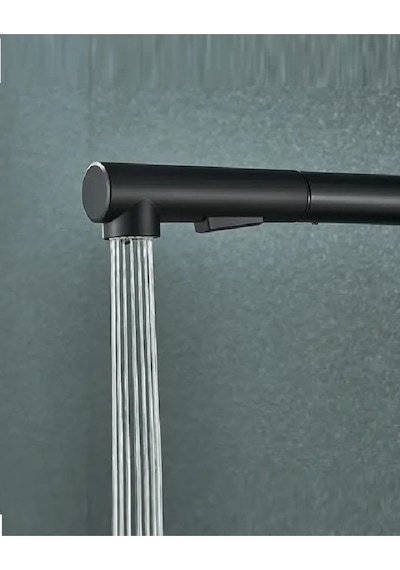 Rena Design Siyah Spiralli Mutfak Evye Bataryasi Çift Modlu Tasarruf Fonksiyonlu Mat Siyah Uzatmali Yeni Model