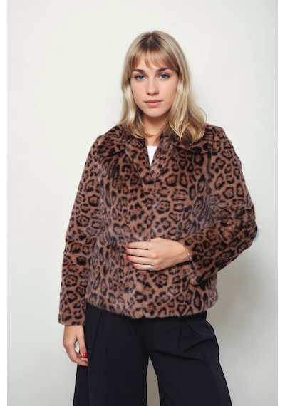 Vitrin Leopar Desen Yumoş Çıtçıtlı Ceket