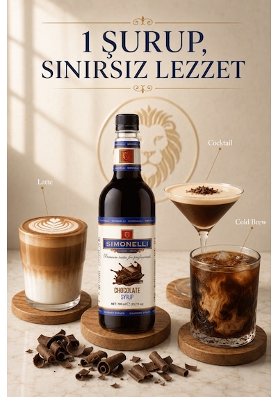 Simonelli Çikolata Aromalı Kahve ve Kokteyl Şurubu 700 ML + Pompa