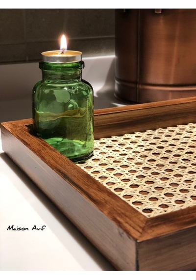 Rattan Hazeran Tepsi Eskitme Model Dikdörtgen %100 Doğal Hazeran M017
