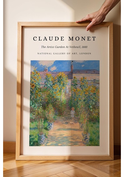 Claude Monet The Artist's Garden At Vetheuil Çerçeveli Tablo - Eklektik Tarz Duvar Dekoru