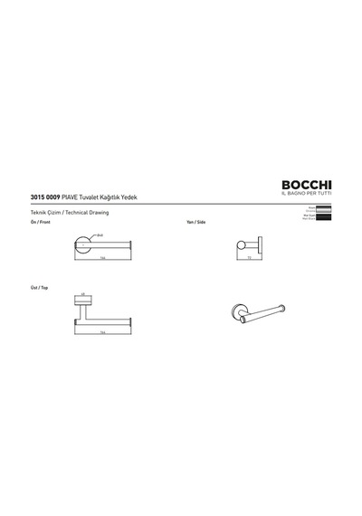 Bocchi Piave Tuvalet Kağıtlık Yedek Mat Siyah 3015-0009-ab Krom