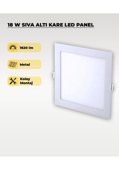 18w Sıva Altı Kare Slim Led Panel Beyaz Işık Beyaz