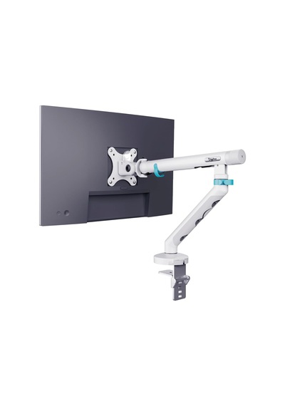Özel Tasarım Tekli Monitör Kolu Max 35" 10kg Taşıma Kapasiteli Mekanik Yaylı Hızlı Tak-çıkar Vidasız Montaj Beyaz
