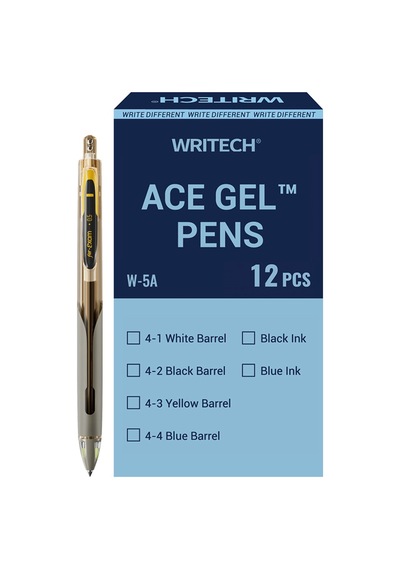 Wrıtech W-5a Age 0,5mm Sarı Gövde Siyah Jel Kalem - 12'li Kutu Ahşap