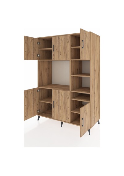 Kronos Dolap 10 Raflı 6 Kapaklı 132x59x195 Çam-çam/çam Çam