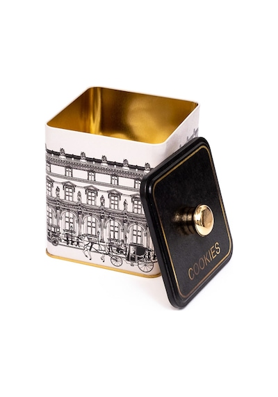 City Cookies Desenli Kare Metal Saklama Kabı 12 x 12 x 13.7 CM 1.8 L Çok Renkli