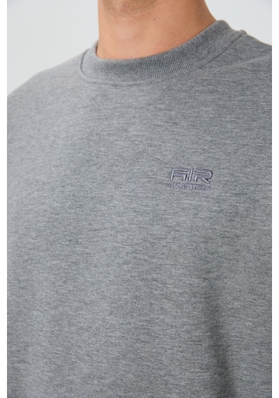 Air Jones Tommy Life Omar Gri Melanj Şardonlu Erkek Sweatshirt - 88137 GRİ MELANJ