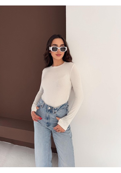 Elaxi Kadın Bisiklet Yaka Uzun Kollu Parmak Geçme Detaylı Altı Çıtçıtlı Full Likralı Buzzy Body Beyaz Elaxi Kadın Bisiklet Yaka Uzun Kollu Parmak Geçme Detaylı Altı Çıtçıtlı Full Likralı Buzzy Body Beyaz