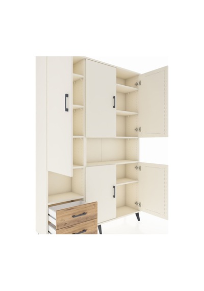 Arges Dolap 10 Raflı 2 Çekmeceli 5 Kapaklı 132x30x195 Aytaşı-aytaşı/çam Aytası/atlas Çam