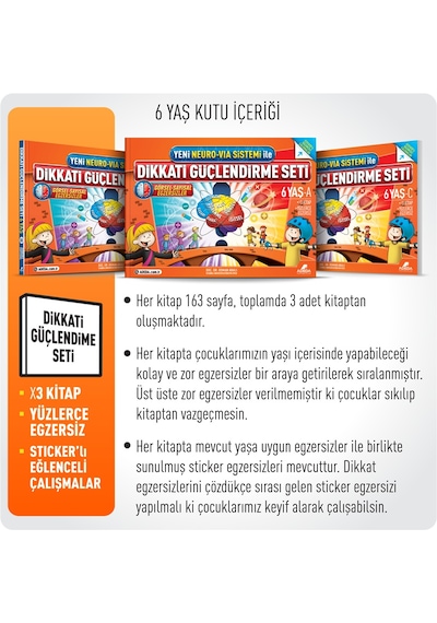 Dikkati Güçlendirme Seti 6 Yaş (3 Kitap Takım) - Osman Abalı - Adeda