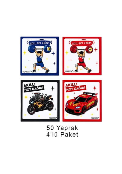 Arabalı Ve Motorlu Mini Akıllı Not Kağıdı 50 Yaprak Yapışkansız Post-it - 9075430285380