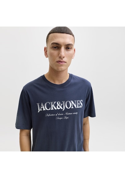 Jack & Jones Erkek Gögüs Logo Baskili Tisört - Devin - 12290173 Lacivert