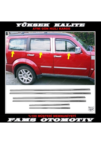 Dodge Nitro Krom Cam Çıtası 6 Prç. 2006 - 2012 P.Çelik