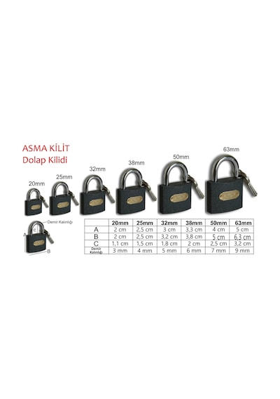 Asma Kilit Gri No 38