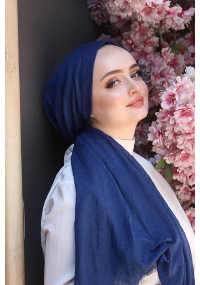 Bambu Kraş Şal Lacivert 194 Çok Renkli