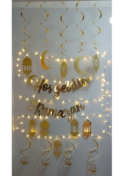 10'lu Tavan Süs Ve Hoşgeldin Ramazan Bannner Ve Led Işık Ramaza